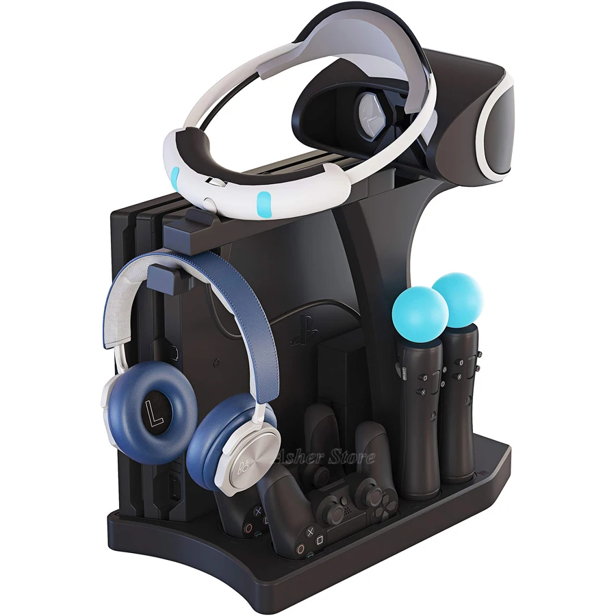 PS4 Play Station 4 Pro Slim PSVR Stand Charging Dock Cooling Fan Headset VR Glasses Holder for Playstation PS Game Console | Электроника