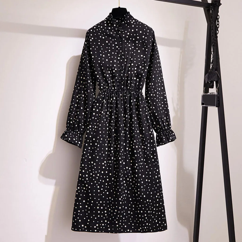 Женское Повседневное платье с длинным рукавом и принтом модное Бандажное