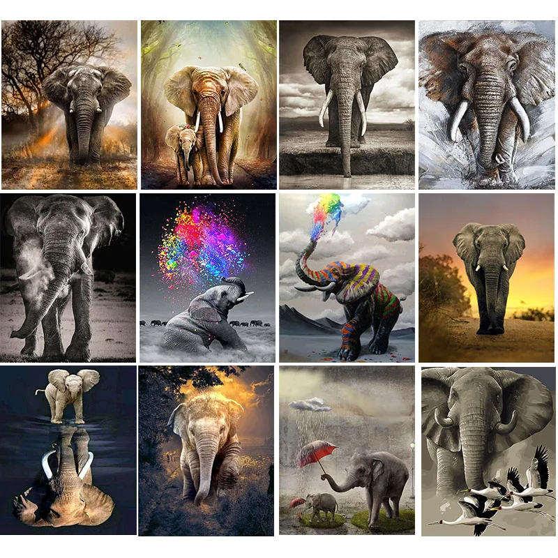 5D DIY алмазная живопись Слон Полная квадратная Алмазная вышивка животные мозаика