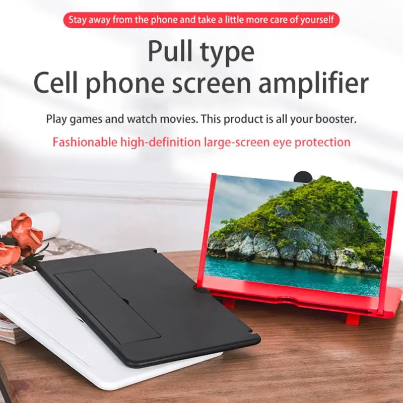 12 inch 3d mobile phone screen magnifier hd video amplifier stand bracket with movie game magnifying folding phone desk holder free global shipping