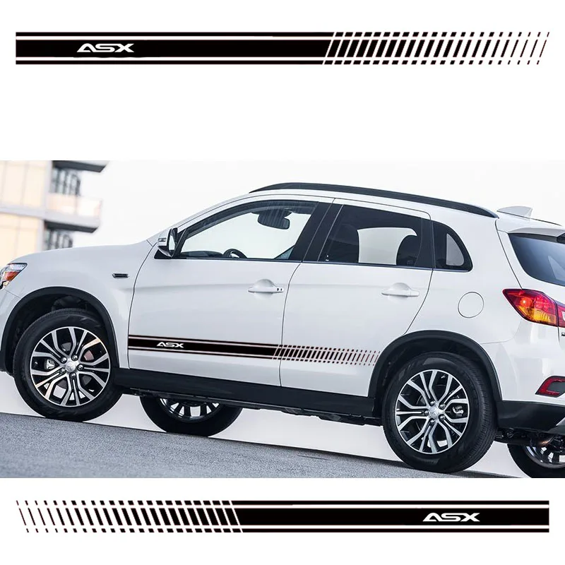 2 шт. Стильные наклейки на боковые кузова автомобиля виниловые в полоску для