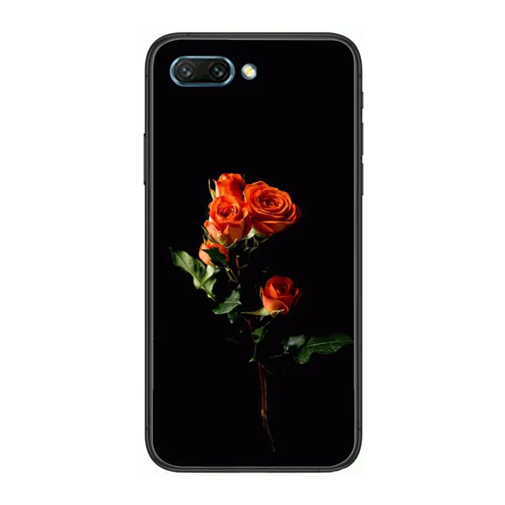 

Bright Red Rose Flowers clear Phone Case For Huawei Honor 10 9 8 7 N Pro Lite A C RU Black Etui Coque Hoesjes comic fashion