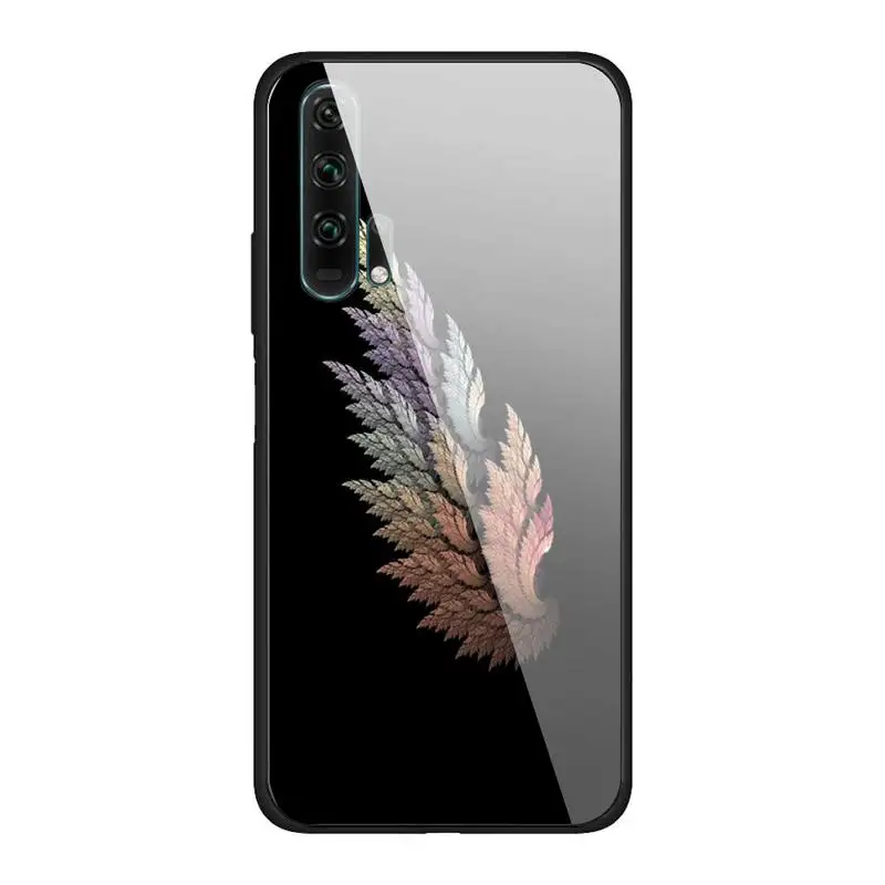 

Vivid feather Phone Case For Huawei Mate 9 10 lite 20Pro&Tempered Glass Back Cover For Honor 7A 8X 9 10 V10