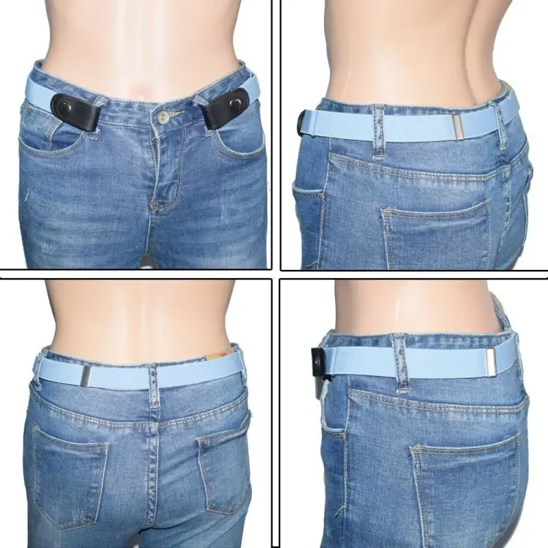 

New Womens Buckle-Free Elastic Belts Invisible Belt for Jeans No Bulge Hassle Band Belt without buckle