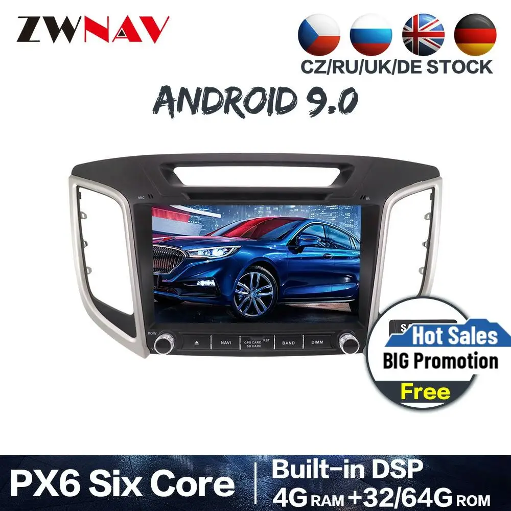 Автомобильный dvd плеер PX6 4 + 64 ГБ Android 9 0 gps мультимедийный для hyundai creta ix25