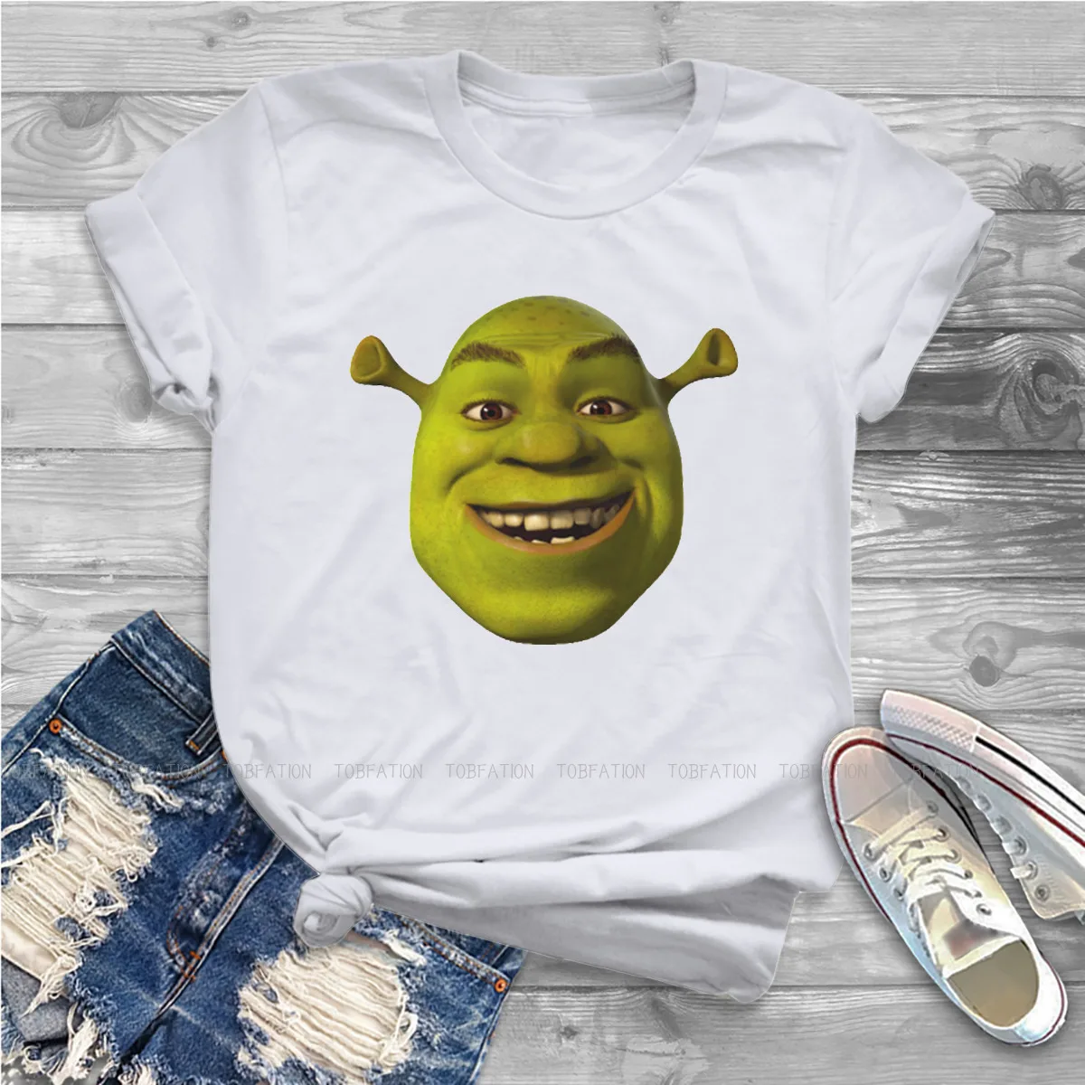

Giant Head Women Shirts Shrek Comedy Film T-shirt Harajuku Vintage Female Blusas