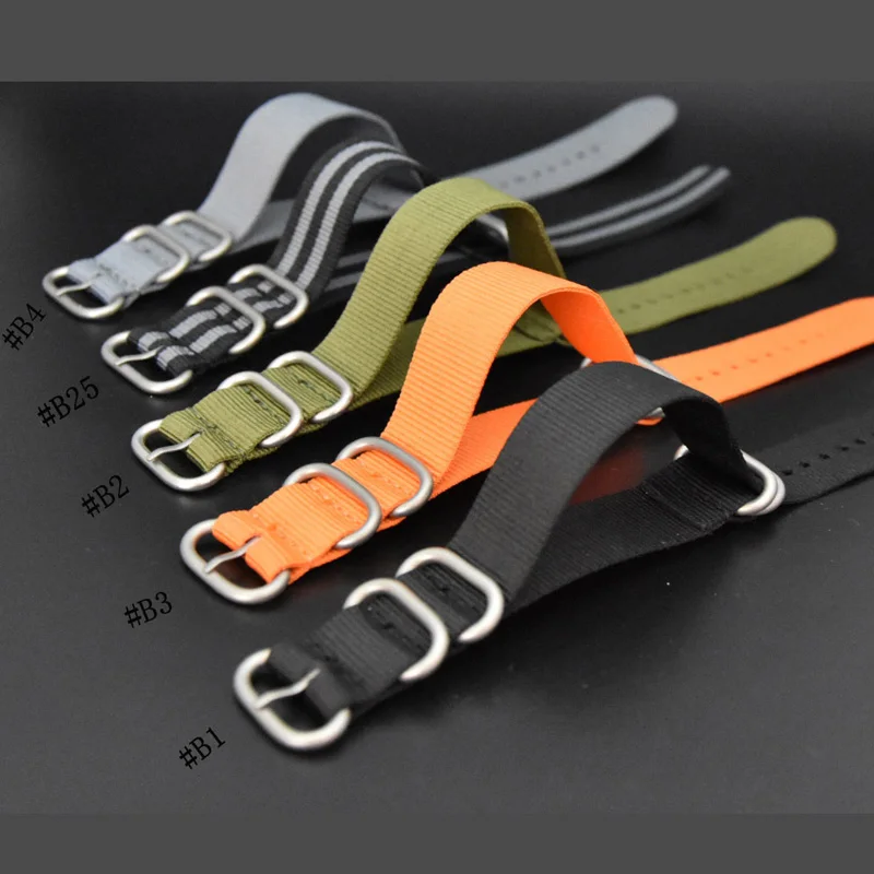 

New ZULU NATO Watch Strap Fashion Silver 5 Loop Nylon Watch Band 20mm 22mm 24mm Striped Men Replacement Band
