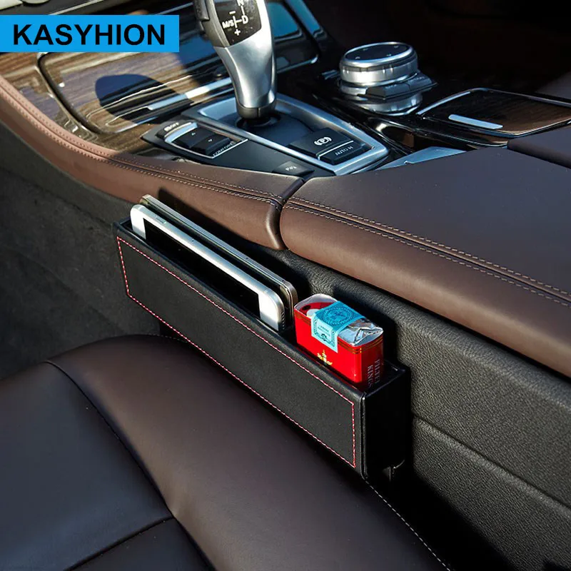 Кожаное автомобильное кресло щелевая коробка для хранения Многоцелевой Авто органайзер для зазора переноска карманное автомобильное кресло зазор магазин содержимое коробка черный - Название цвета: black