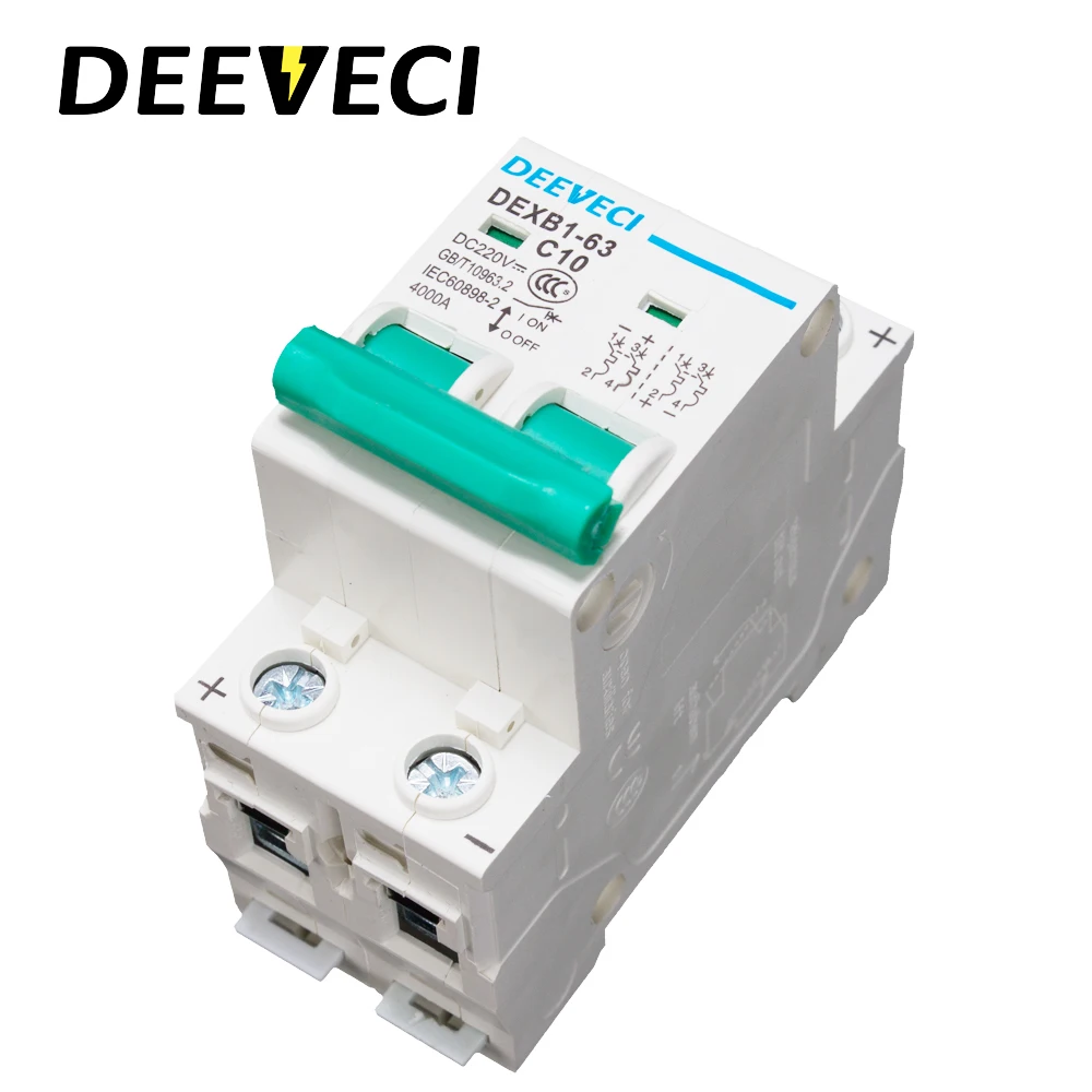2 полюса DC MCB PV солнечная энергия 6A 10A 16A 25A 32A 40A 63A DIN Rail миниатюрный автоматический