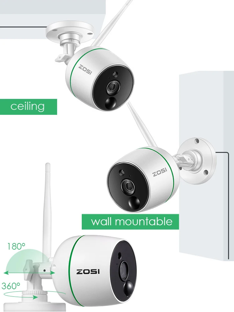 ZOSI Full HD 1080P беспроводная ИК ночного видения SD карта Wifi CCTV видео камера для системы наблюдения монитор 2MP Пуля IP камера