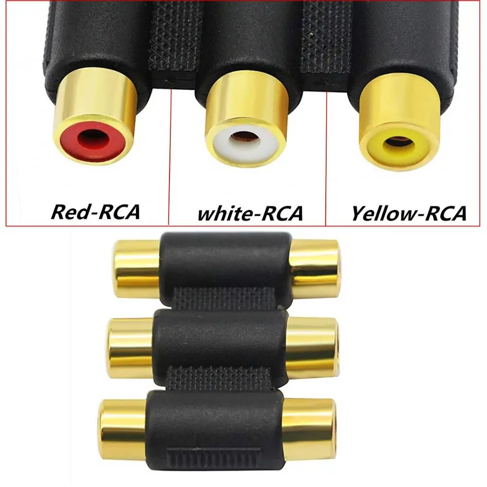 Белый/красный/желтый 3 x RCA компонентный соединитель для видеосъемки Столярный