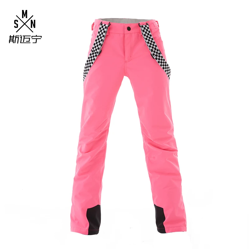pant pink Зима лыжная куртка женская красочная Лыжная сноуборд дождевик нагрудник снег брюки костюм теплый водонепроницаемый - Цвет: pant pink
