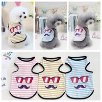 summer dog clothes pet vest stripe t shirt beard glasses print for small dogs clothes chihuahua yorkie puppy ropa pet clothing
