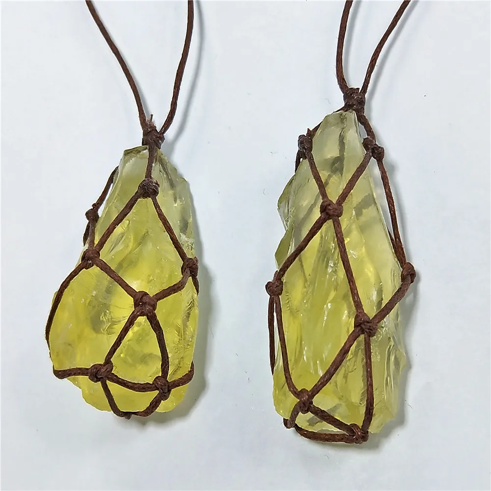 Натуральный камень цитрин кварцевый кристалл подвеска цепочка с желтым