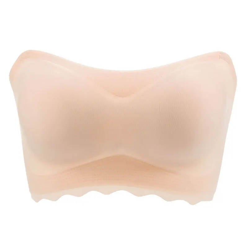Strapless-bra One-piece Large Size Push-Up Big Chest Thin Bra Wrapped Invisible Bra Patch Underwear Wireless Solid Underwear 6XL