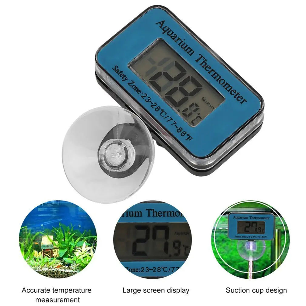 Аквариумный термометр с электронным дисплеем для ныряния в рыбник Fish Tank Diving Digital Display Electronic Thermometer Aquarium Thermograph SDT-1 Patch on.