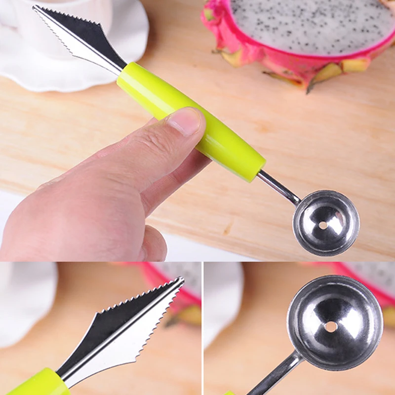 

2 in1 Dual-head Carving Knife Fruit Watermelon Ice Cream Baller Scoop Stainless Steel Stacks Spoon Home Kitchen Tool Accessories