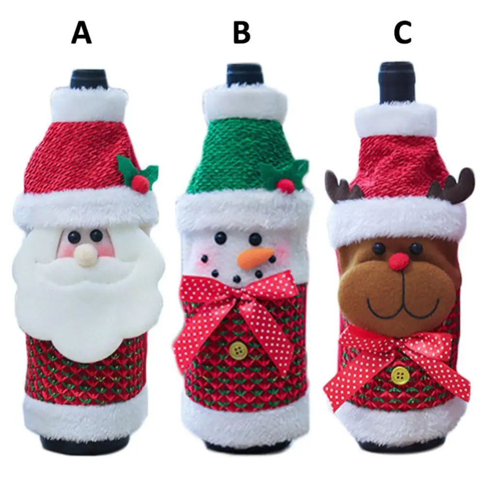 Северный Рождественский бутылки вина свитер-чехол Санта Клаус Снеговик крышка