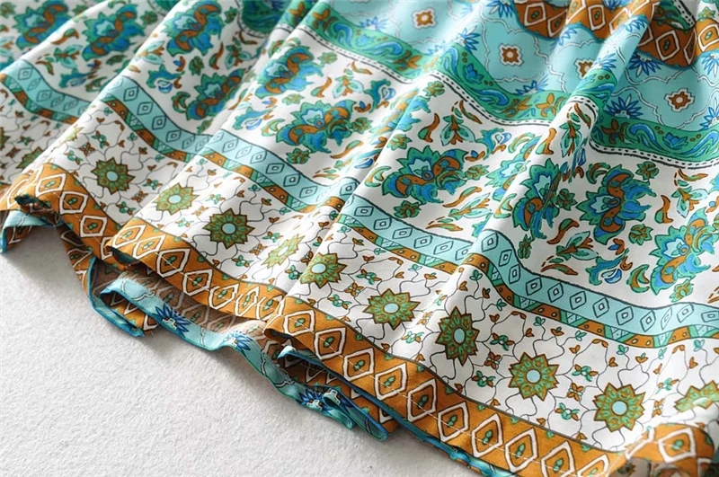 Boho шикарное женское платье с цветочным принтом, с расклешенными рукавами, богемное хлопковое платье макси из вискозы, женское винтажное платье с v-образным вырезом на шнуровке и оборками