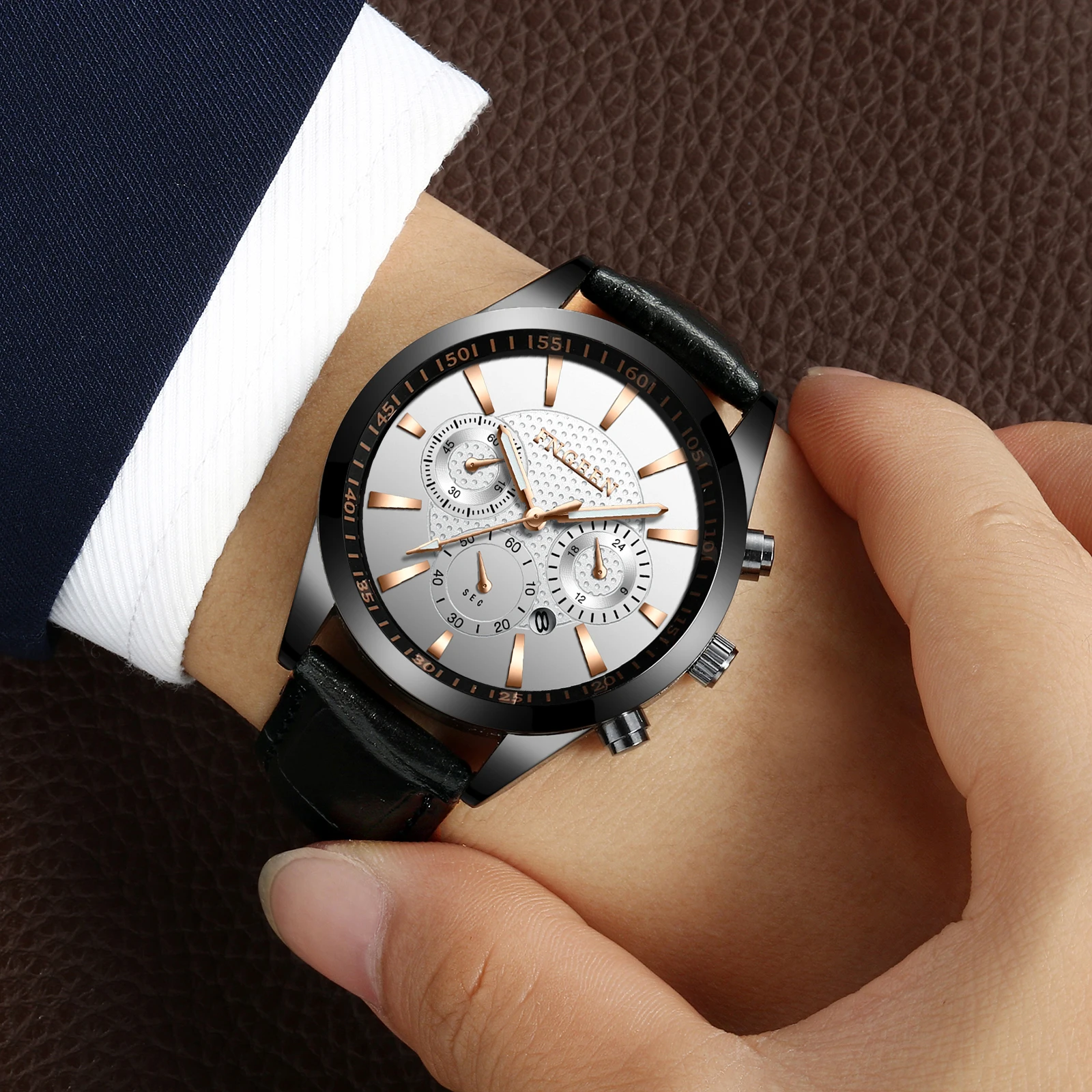 

New FNGEEN Brand Wrist Watch Waterproof Designer Mens Watches Luxury Men's Watch Men Auto Date Watch Luminous Clock