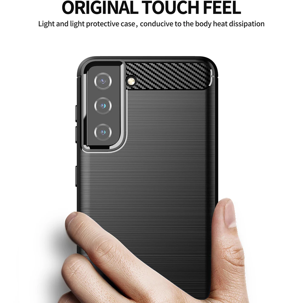 Противоударный силиконовый бампер из углеродного волокна для Samsung S21 S30 Plus S20 FE S10 S9
