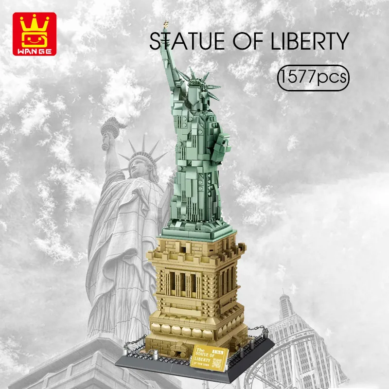 

WANGE 1577 шт всемирно известные архитектурные строительные блоки Статуя Модель свободы наборы детские сборные Кирпичи DIY игрушки подарок