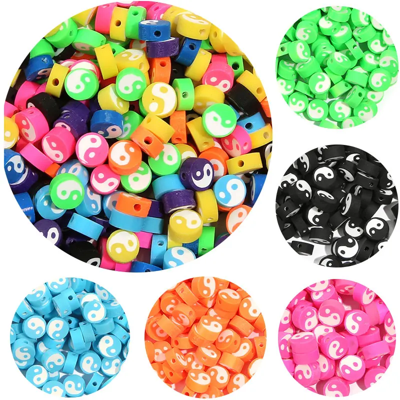 30 шт./лот 10 мм круглые бусины из полимерной глины Tai Chi разделительные для