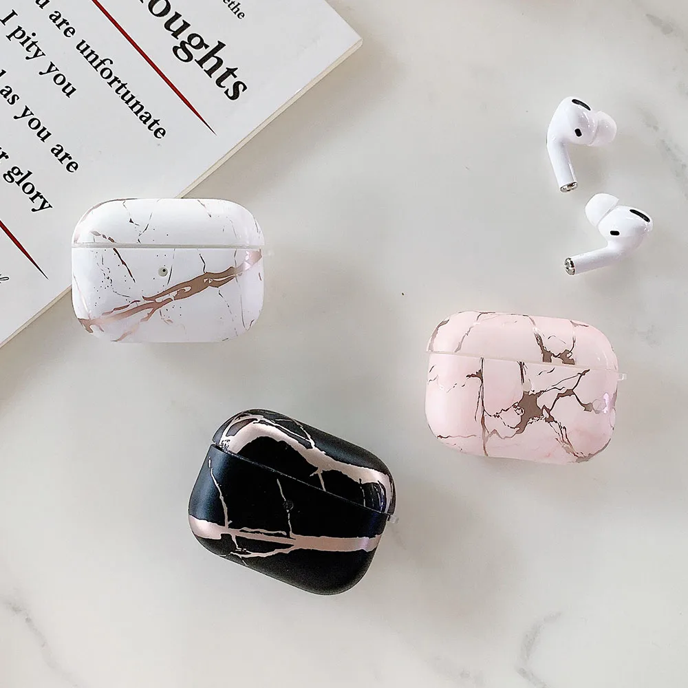 Чехол с мраморной текстурой для Airpods Pro Air Pods 3 мягкий милый защитный чехол