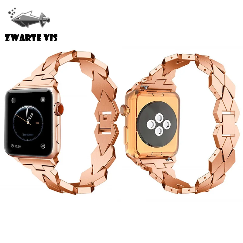 Ромбический ремешок для Apple watch4321 band 44 40 мм iWatch 42 38 металлический часов браслет из