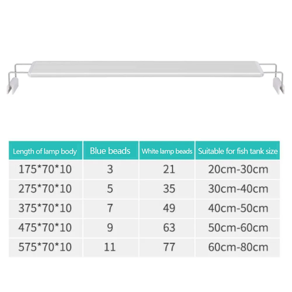 Светодиодный светильник для аквариума тонкая водонепроницаемая лампа белого и