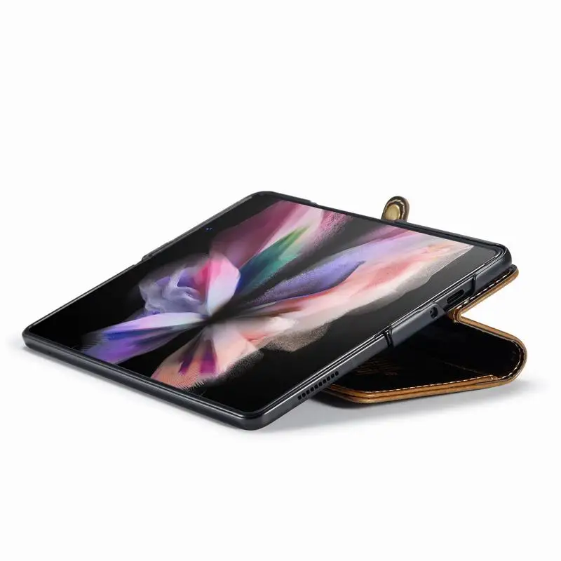 Tanie Do Samsung Galaxy Z Fold 3 Etui Luksusowe Skórzane Etui Na Wizytówki Składana Okładka Odporna Na Wstrząsy Protector Z Składanym Portfelem 4 5G Fold3