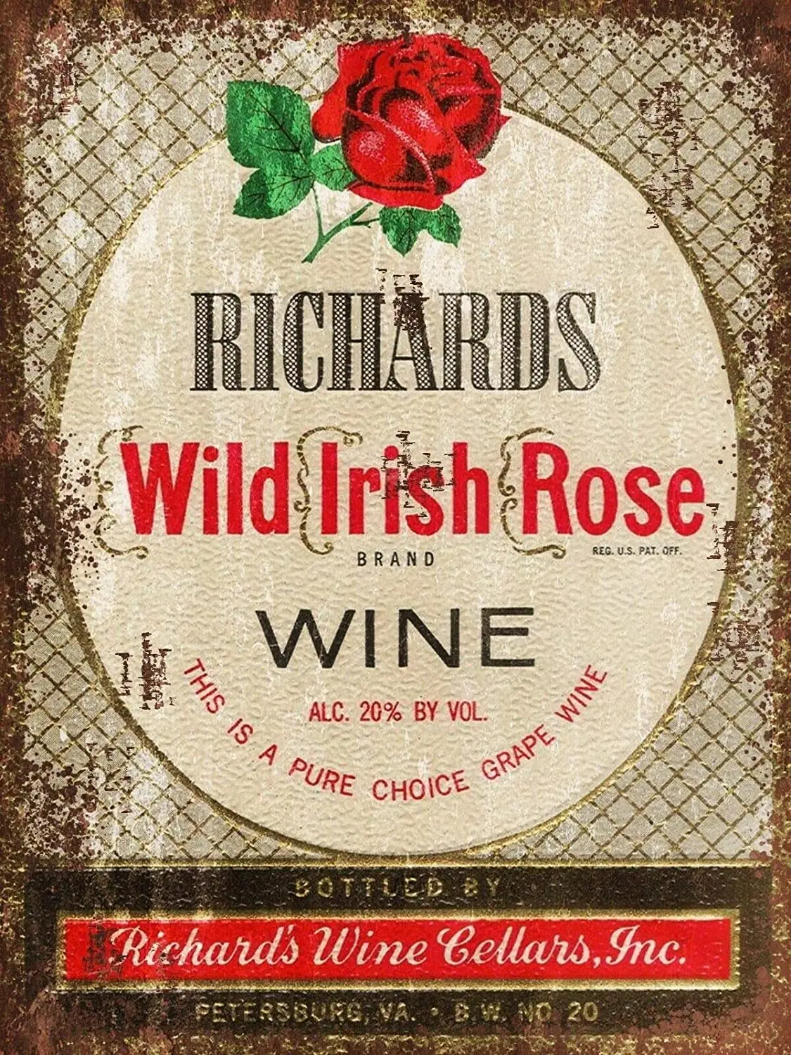 

Richards Irish Rose Wine Metal Tin Sign 12x8 Inch Garage Bar Restaurant Club Decor