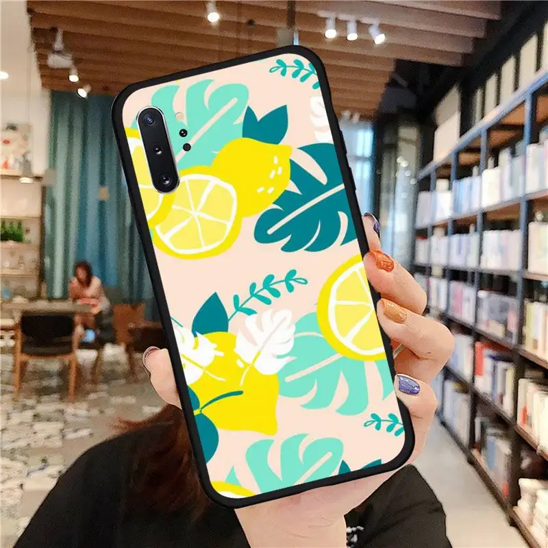 

Summer green leaves fruit Phone Case For Samsung A50 A51 A71 A20E A20S S10 S20 S21 S30 Plus ultra 5G M11 funda cover