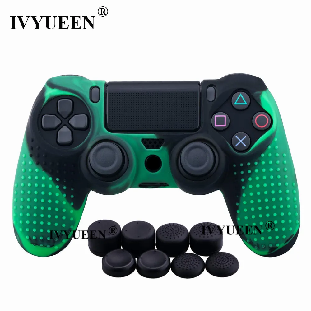 IVYUEEN 9 в 1 для Dualshock 4 PS4 Slim Pro контроллер Шипованная Кожа Премиум Защитный Противоскользящий Мягкий силиконовый чехол-накладка