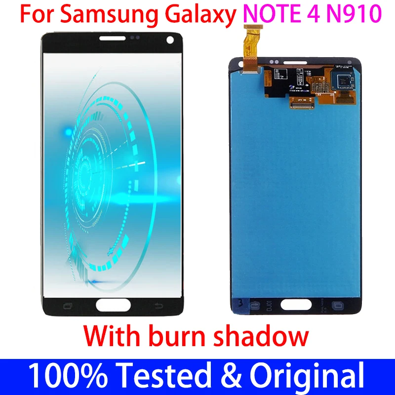Оригинальный Note4 5 7 ''сменный ЖК-дисплей Burn Shadow для SAMSUNG Galaxy Note 4 N910 N910A N910F