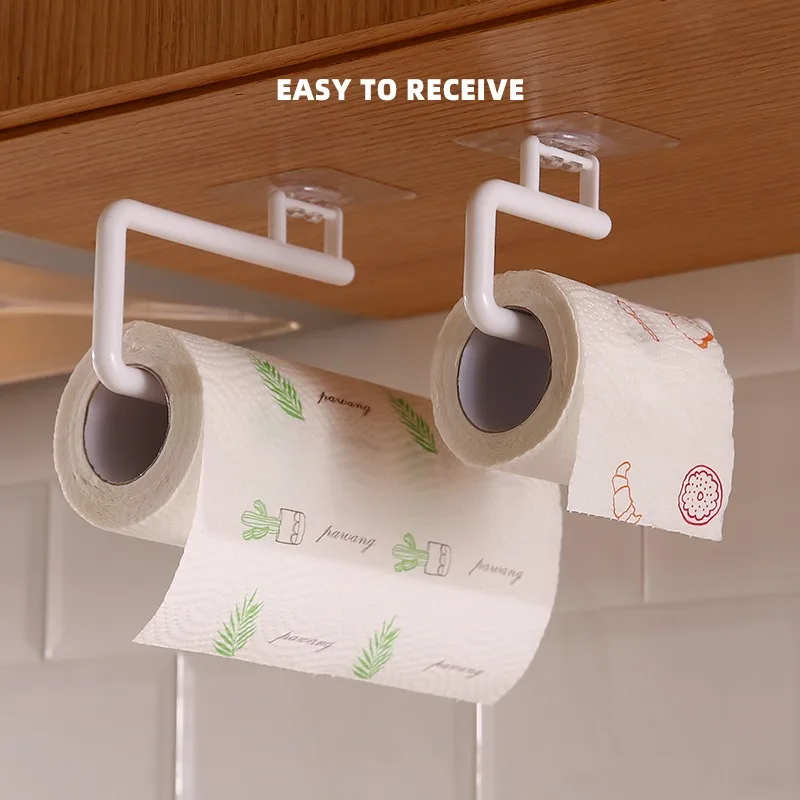 

1Pc Paper Roll Holder Wall Mount Punch-Free Stainless Steel Towel Hanger Rack Toilet Paper Holders Bathroom Organizer Shelf