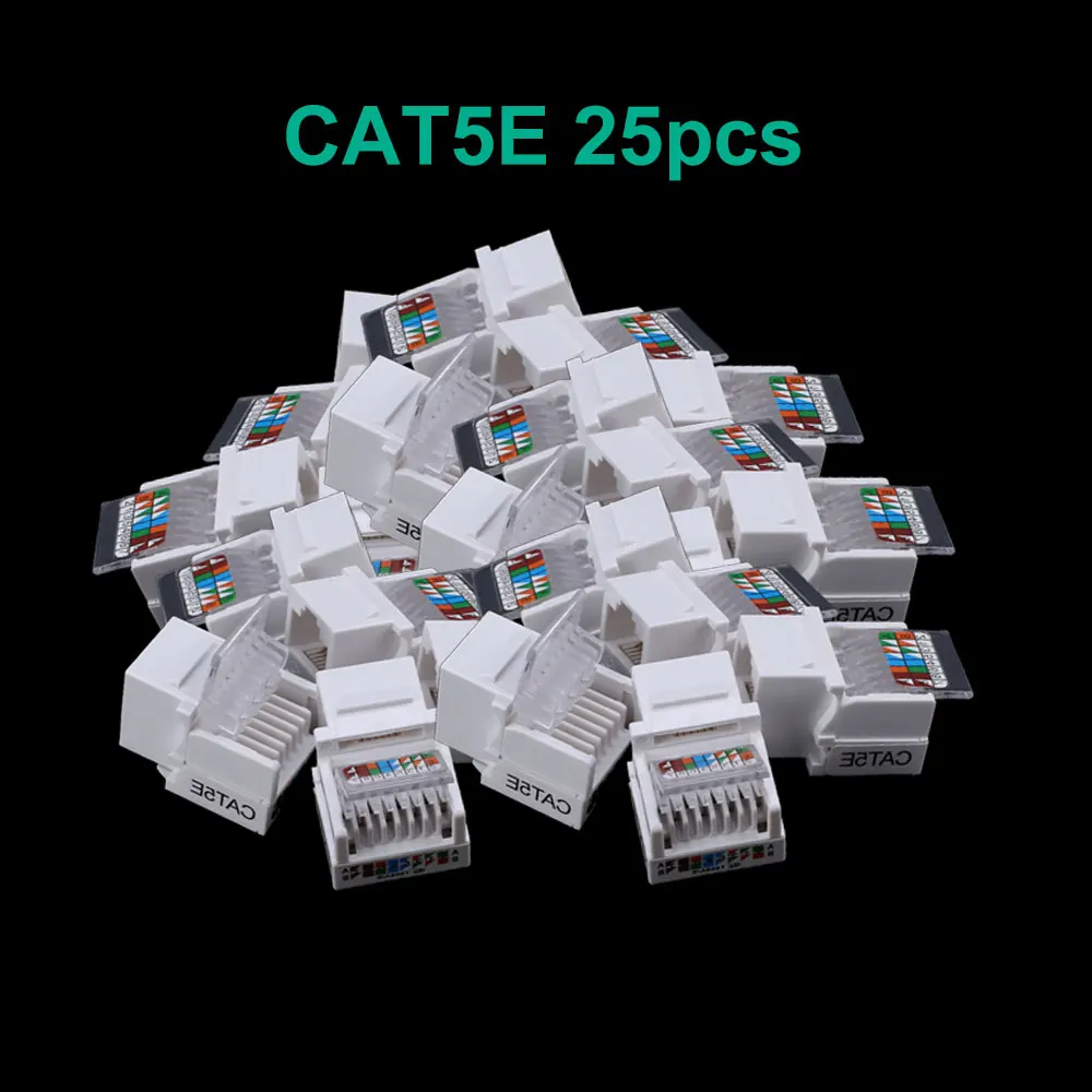 CAT5E 25PCS 10 шт./25 шт. без инструментов CAT5E CAT6 UTP сетевой модуль RJ45 разъем информации розетка компьютерная Розетка Кабель адаптер Keystone - Цвет: CAT5E 25PCS