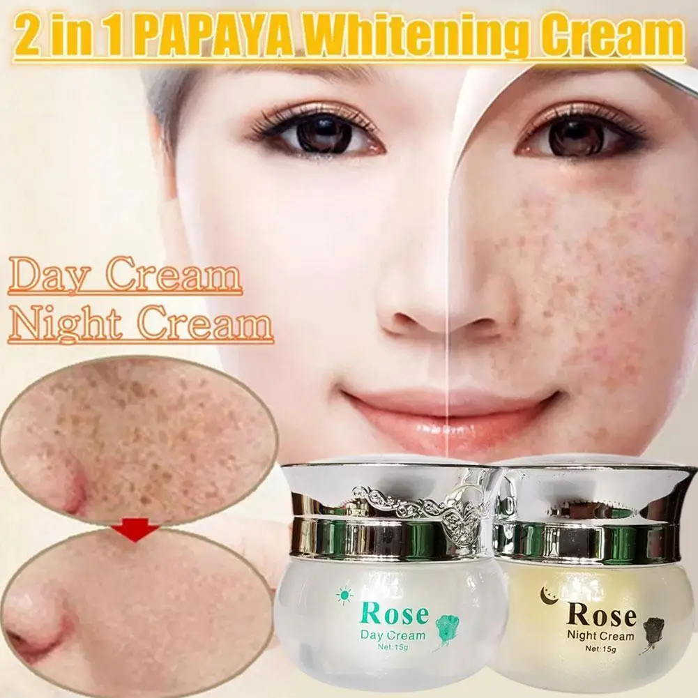 

2 Bottles Rose Day Cream Refining Nourishing Anti-wrinkle Whitening 15g+15g Night Cream For Face Nourishing Renewing H3f9