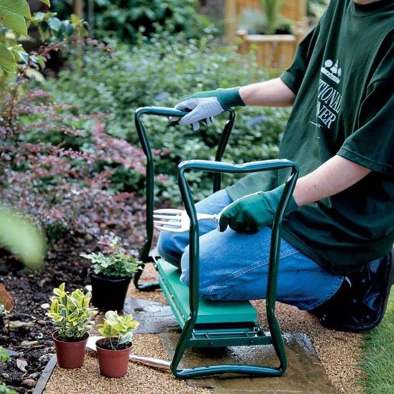 

JOYLIVE Garden Kneeler and Seat Folding Stainless Steel Garden Stool with Tool Bag EVA Kneeling Pad Gardening Gifts Supply 2021