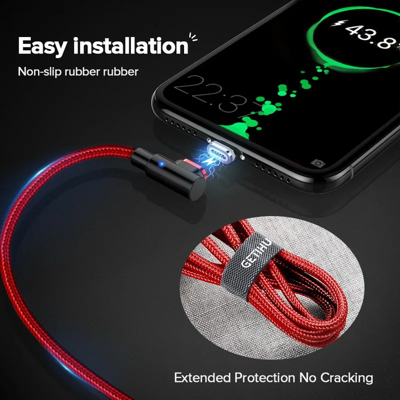 Магнитный кабель GETIHU 2 м 5 А Micro USB зарядное устройство Type-C быстрая зарядка