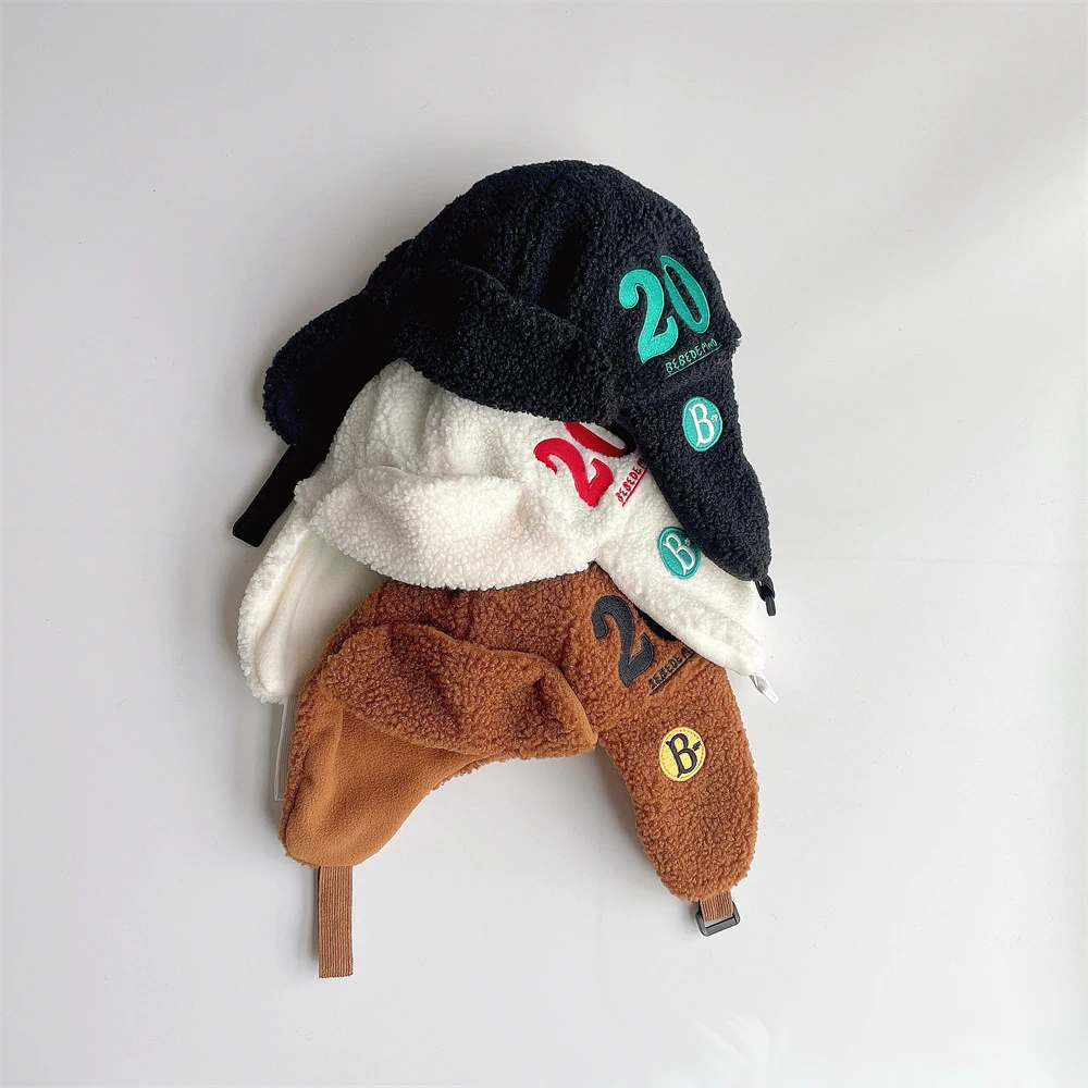 Модные пушистые шапки Ins детская зимняя шапка-бомбер Шапка-бини для мальчиков и