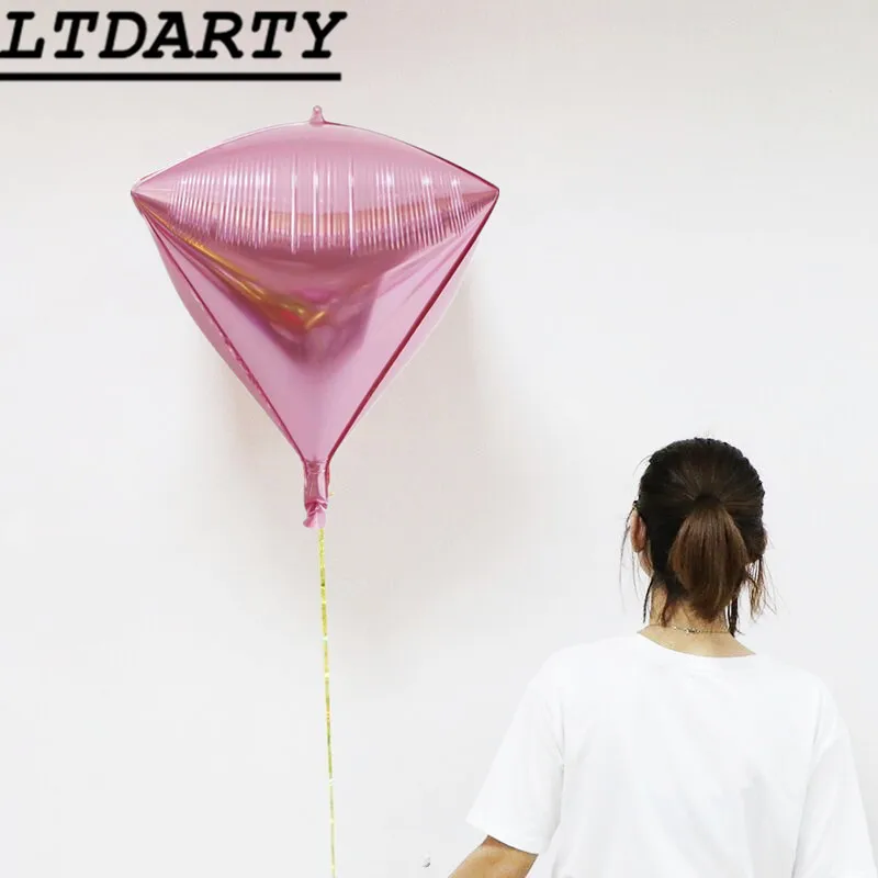 pink 20 шт 4D алмазные круглые кубики в форме сердца гелиевые шары из цельной алюминиевой фольги Воздушные шары вечерние, свадебные, праздничные, новогодние украшения - Цвет: pink