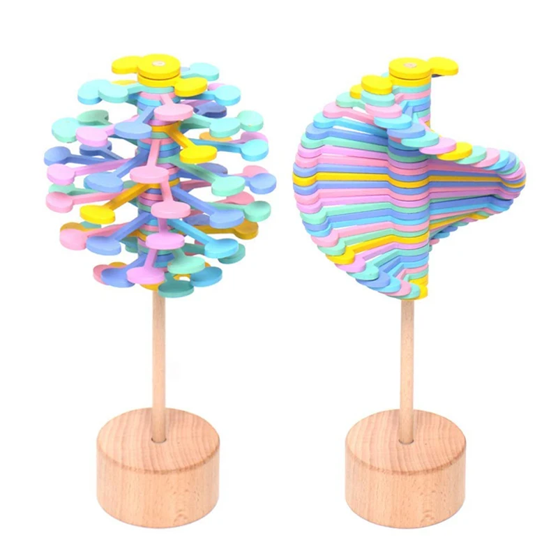 

Wooden Rotating Lollipop Spiral Fischer Series Desktop Decoration Decompression Toy Birthday Gift For Children’s Day