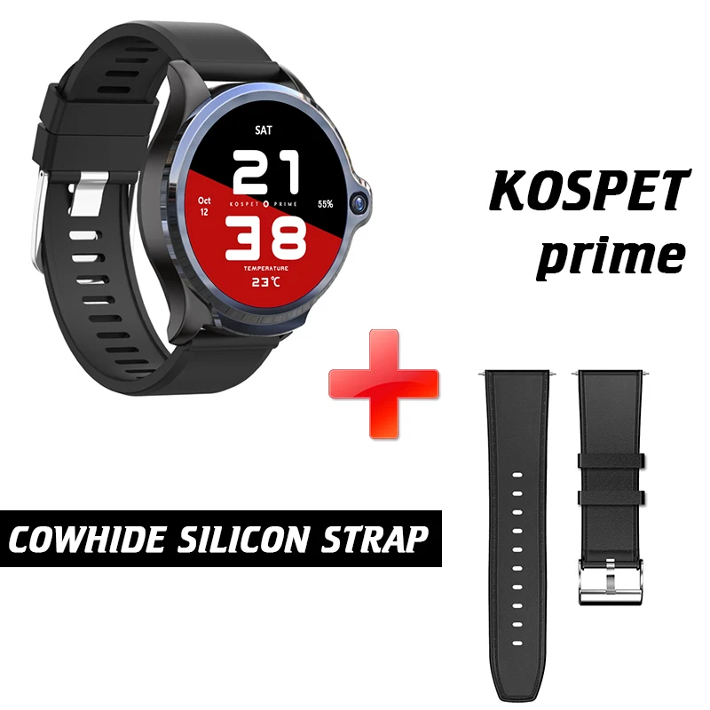Add Black Strap KOSPET Prime, 3 ГБ, 32 ГБ, двойная камера, 1260 мА/ч, батарея, 4G, Смарт-часы, 1,6 дюйма, разблокировка лица, gps, спорт, Bluetooth, Android, Смарт-часы для мужчин - Цвет: Add Black Strap