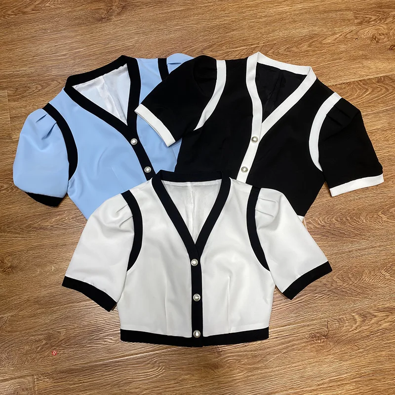 

Роскошное Брендовое Женское пальто с буфами, винтажное модное короткое пальто с рукавами из смеси шелка и хлопка, V-образным вырезом и букве...