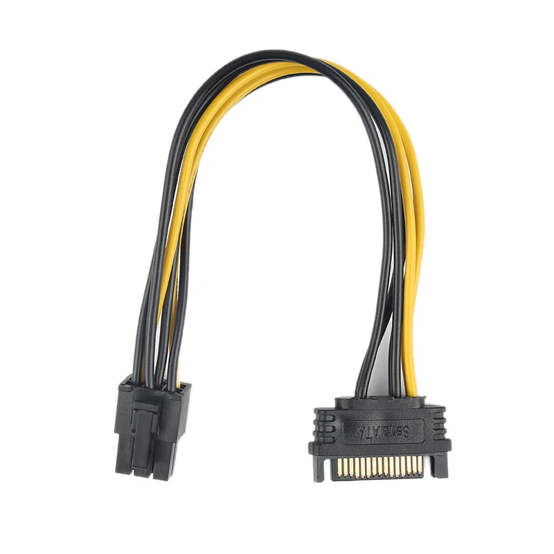 

15pin SATA Power To 6pin PCIe PCI-e PCI Express адаптер кабель для видеокарты 15-pin SATA Power Female 6-pin PCIe Power Male