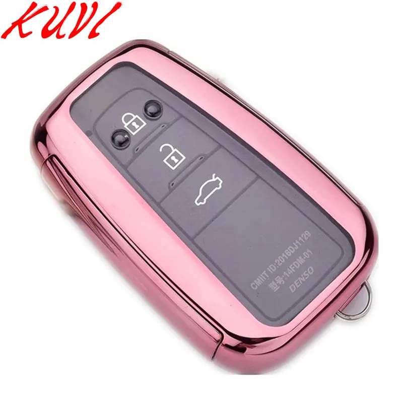 pink Мягкий чехол для ключей автомобиля из ТПУ, брелок для Toyota Camry Corolla C-HR CHR Prado, защита для ключей, автомобильный стиль - Название цвета: pink