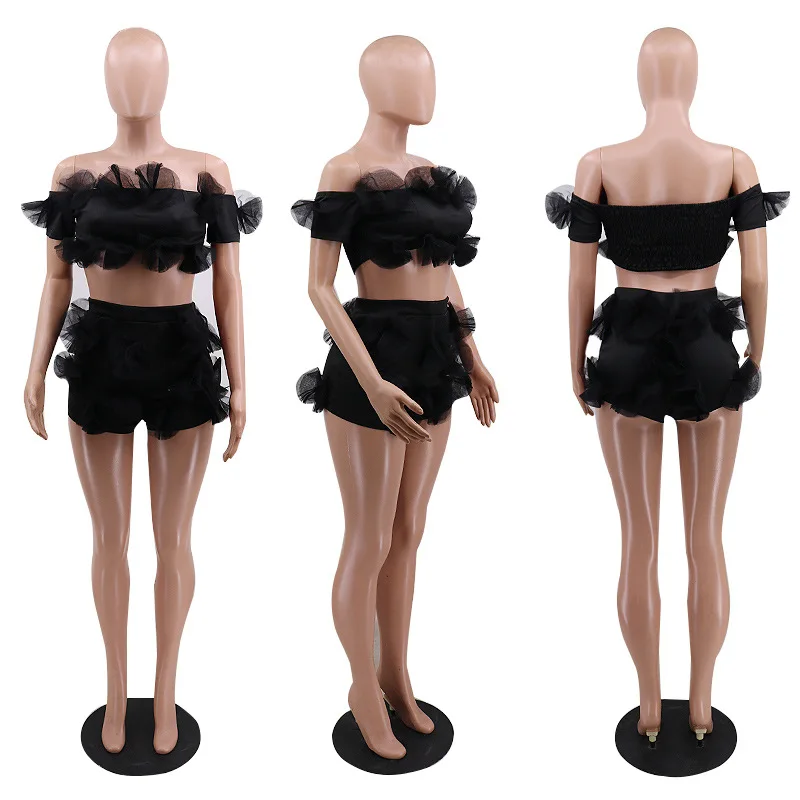 

Sexy Sheer Mesh Off Shoulder Two Piece Set