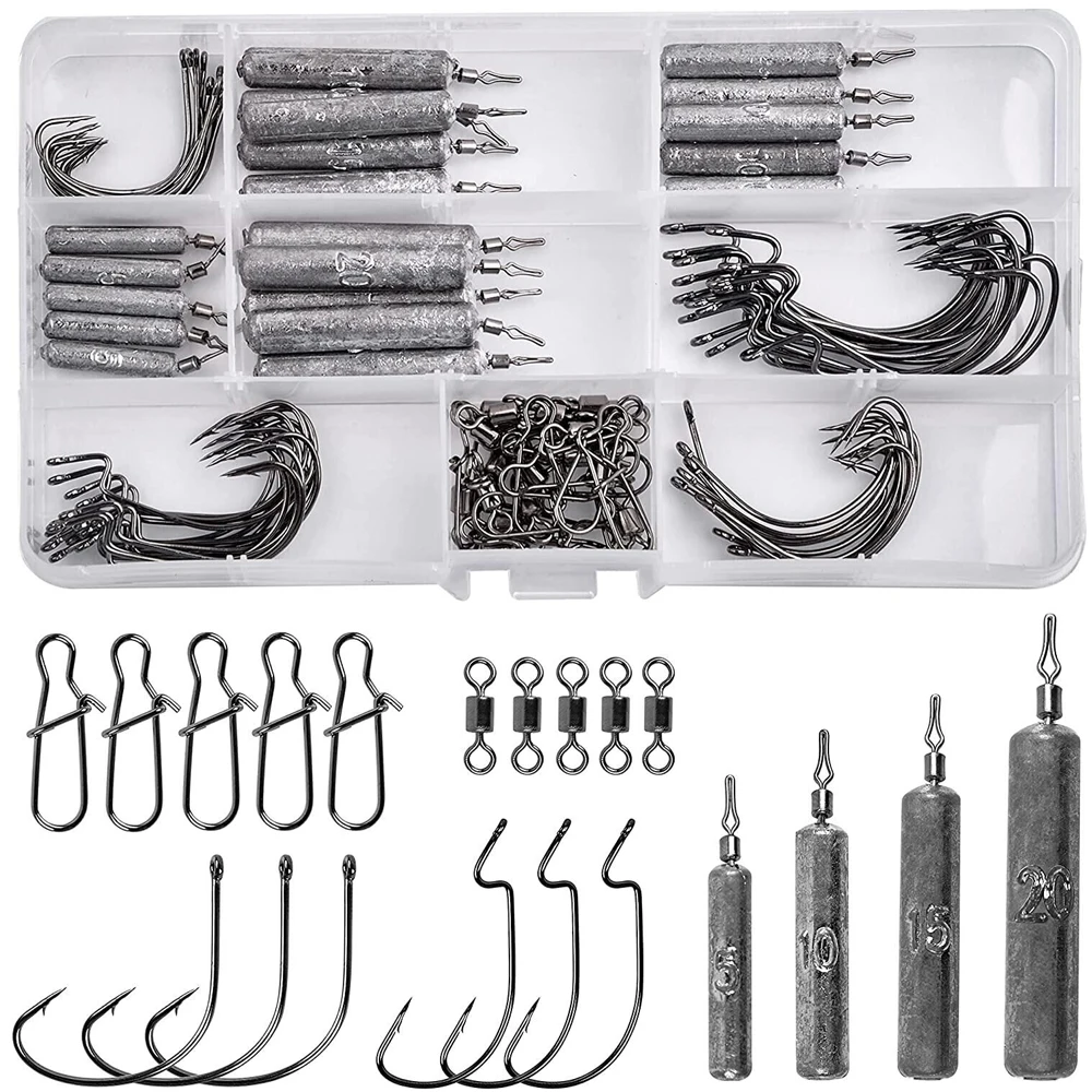 100 шт./корт. Комплект грузил для рыбалки включая сброс грузила червяк офсетный