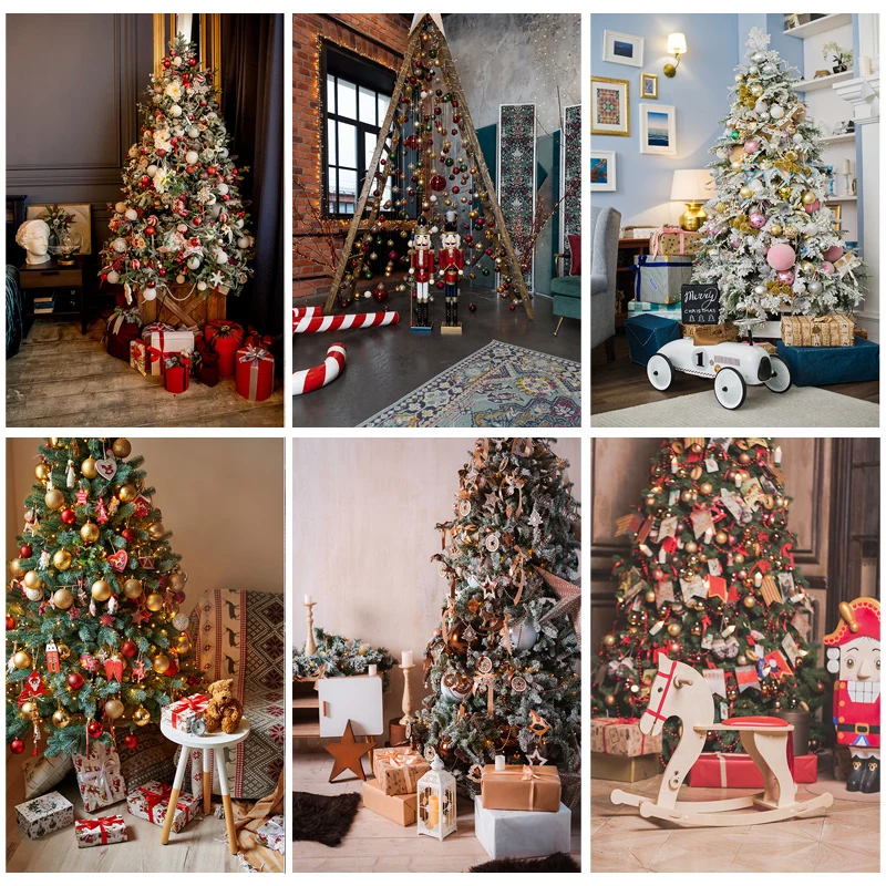 

SHENGYONGBAO Art Fabric Christmas Day Backdrops Prop Christmas Tree Festival Theme Photo Studio Background 20109SSD-03